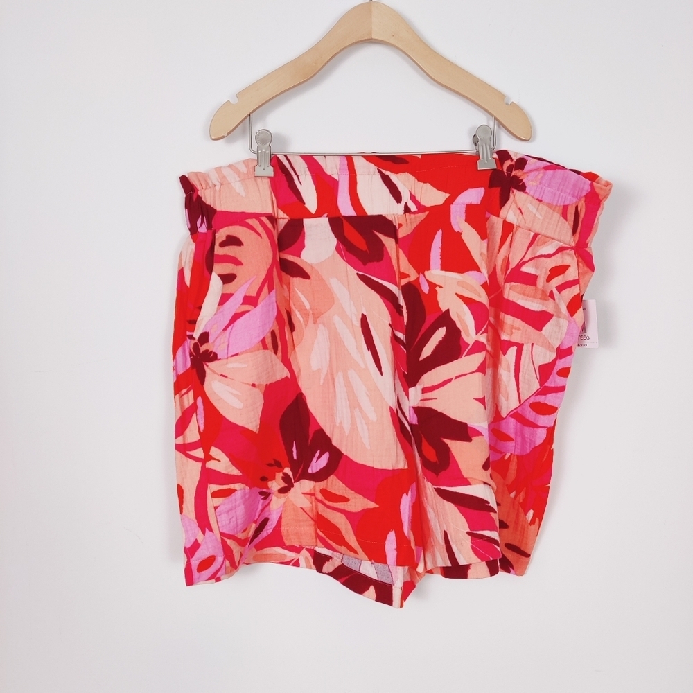 Ella Rafaela Women's 100% Cotton Floral Pull On Shorts NEW Size 2X Retro - Picture 5 of 16